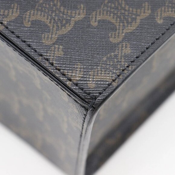 CELINE Strap Box Handbag 197142BZJ Triomphe Black / Brown PVC Women - Picture 5 of 15
